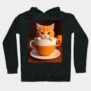 Adorable Orange Cat Illustration- Modern Digital Art Hoodie